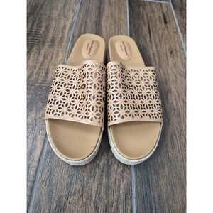 Hush Puppies Lady Womens Tan Metallic Espadrilles Platform Comfy Shoes Sz 10M